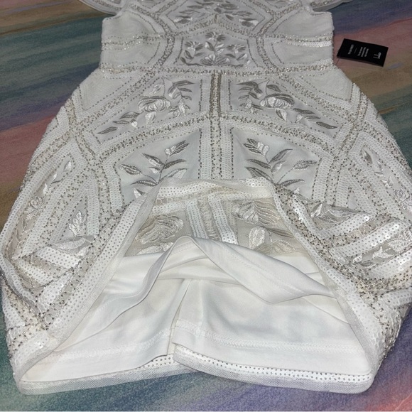 Lulus Spread Your Shine White Sequin Embroidered Bodycon Dress size M NwT - Picture 6 of 11